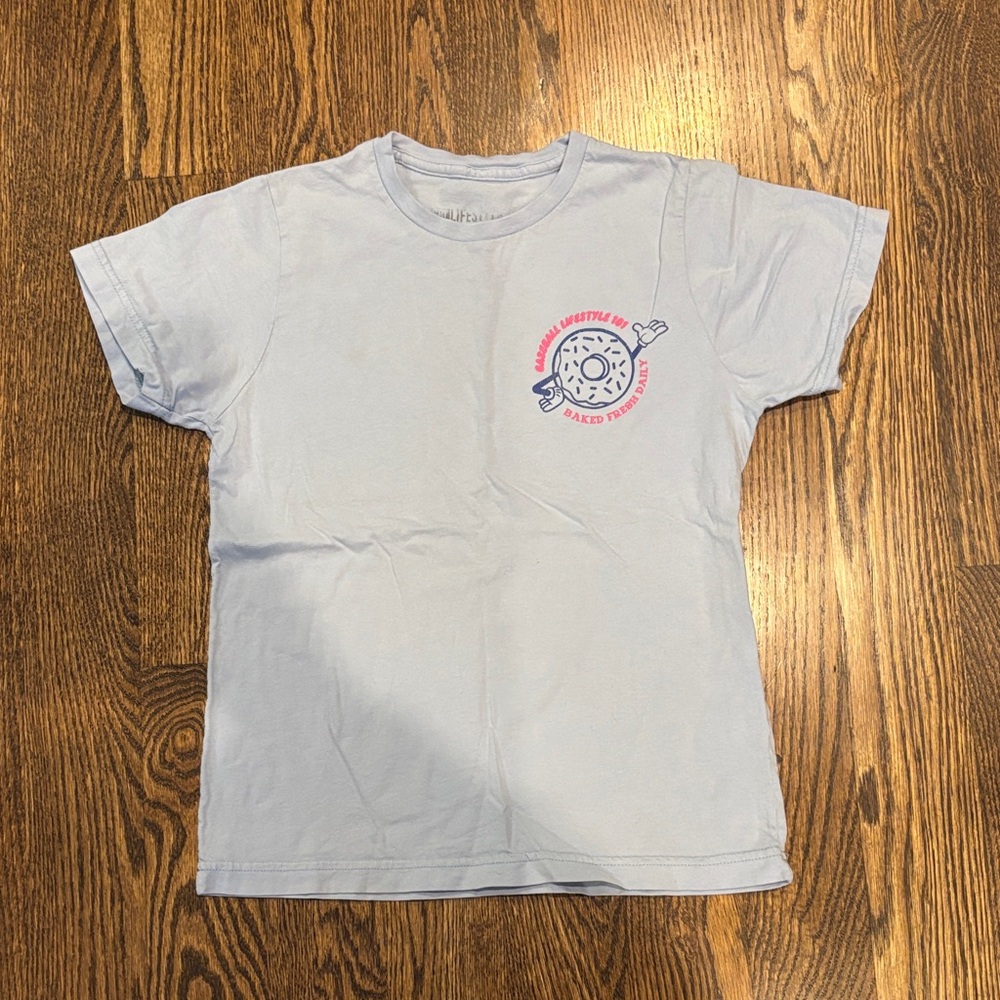 Kids Light Blue Donut Graphic Short Sleeve Tee